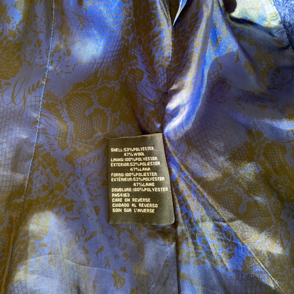 Guess Y2K Wool Blend Fit and Flare Lined Coat Zip Blue Size Small - Picture 5 of 12